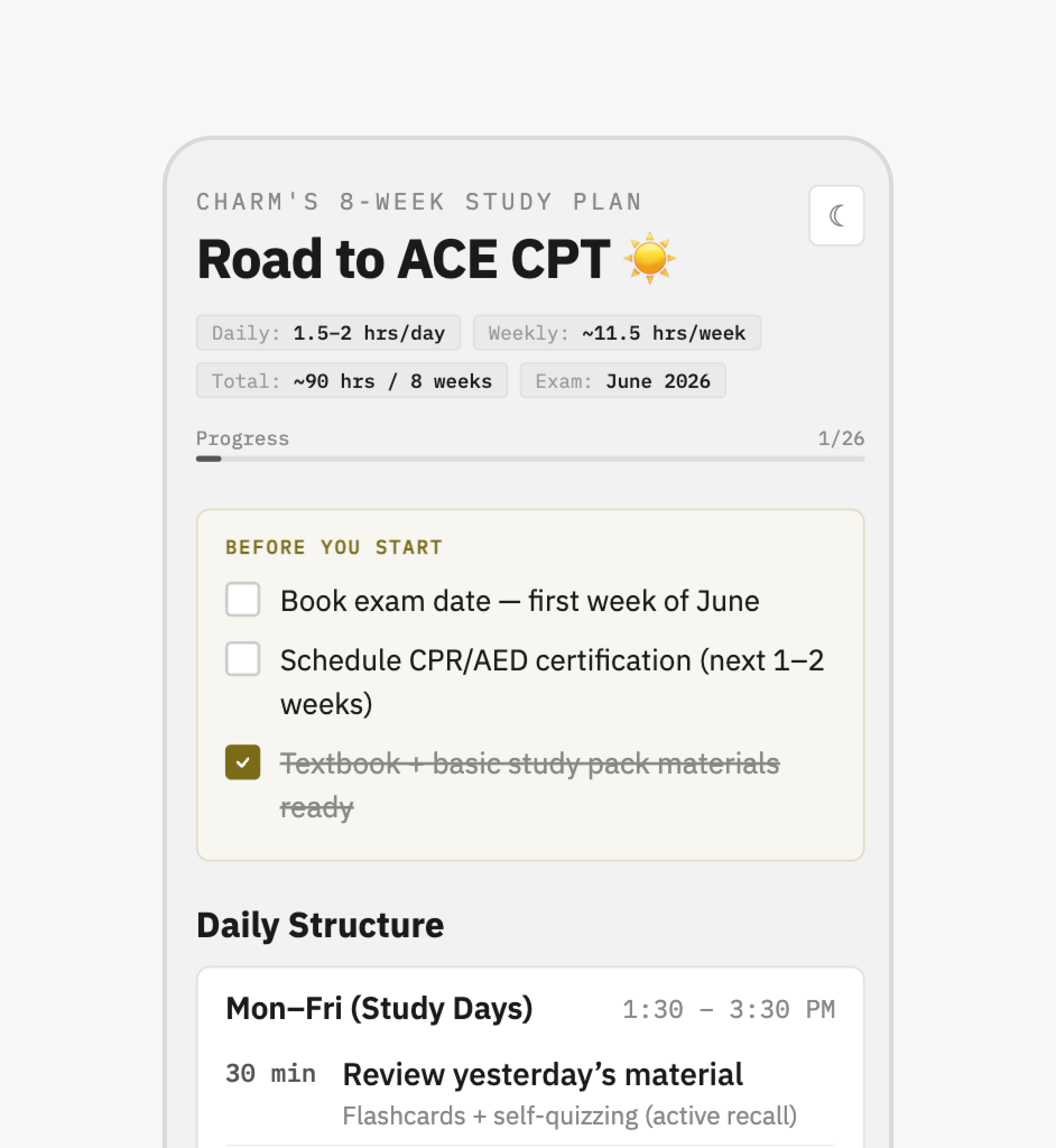 personal study tracker