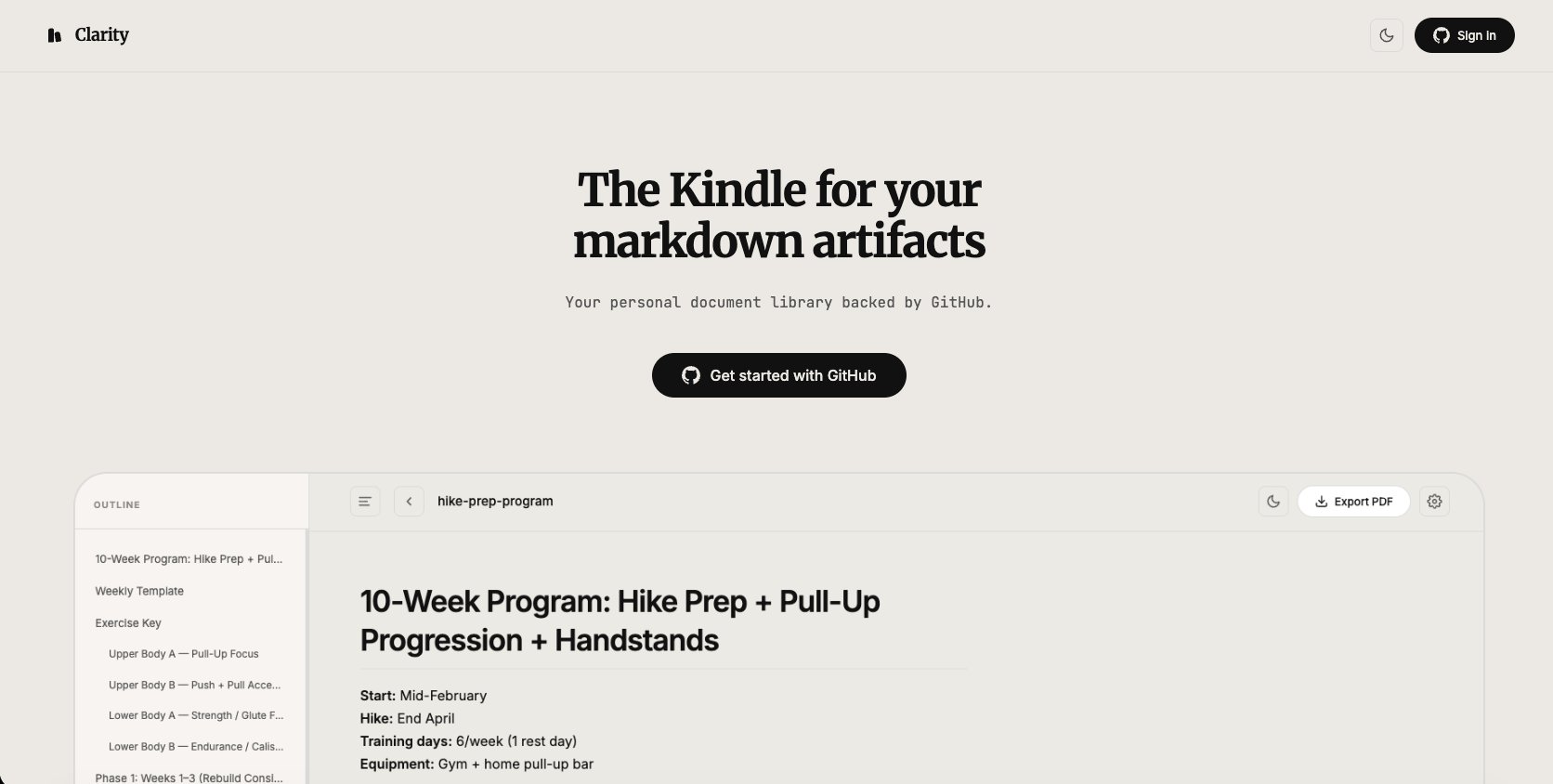 Simple markdown reader for personal use