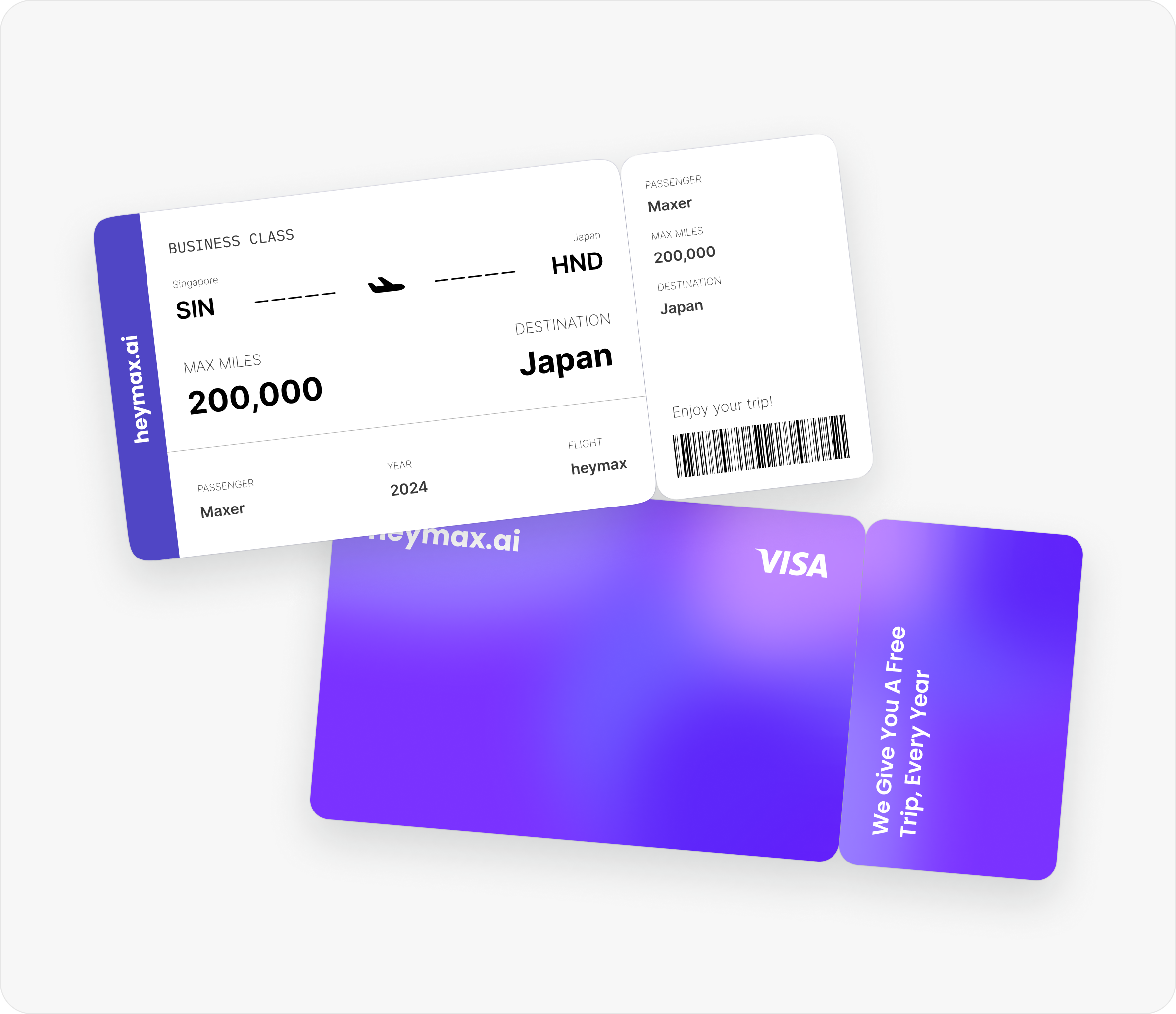 Print design for HeyMax, a personal finance & travel rewards app